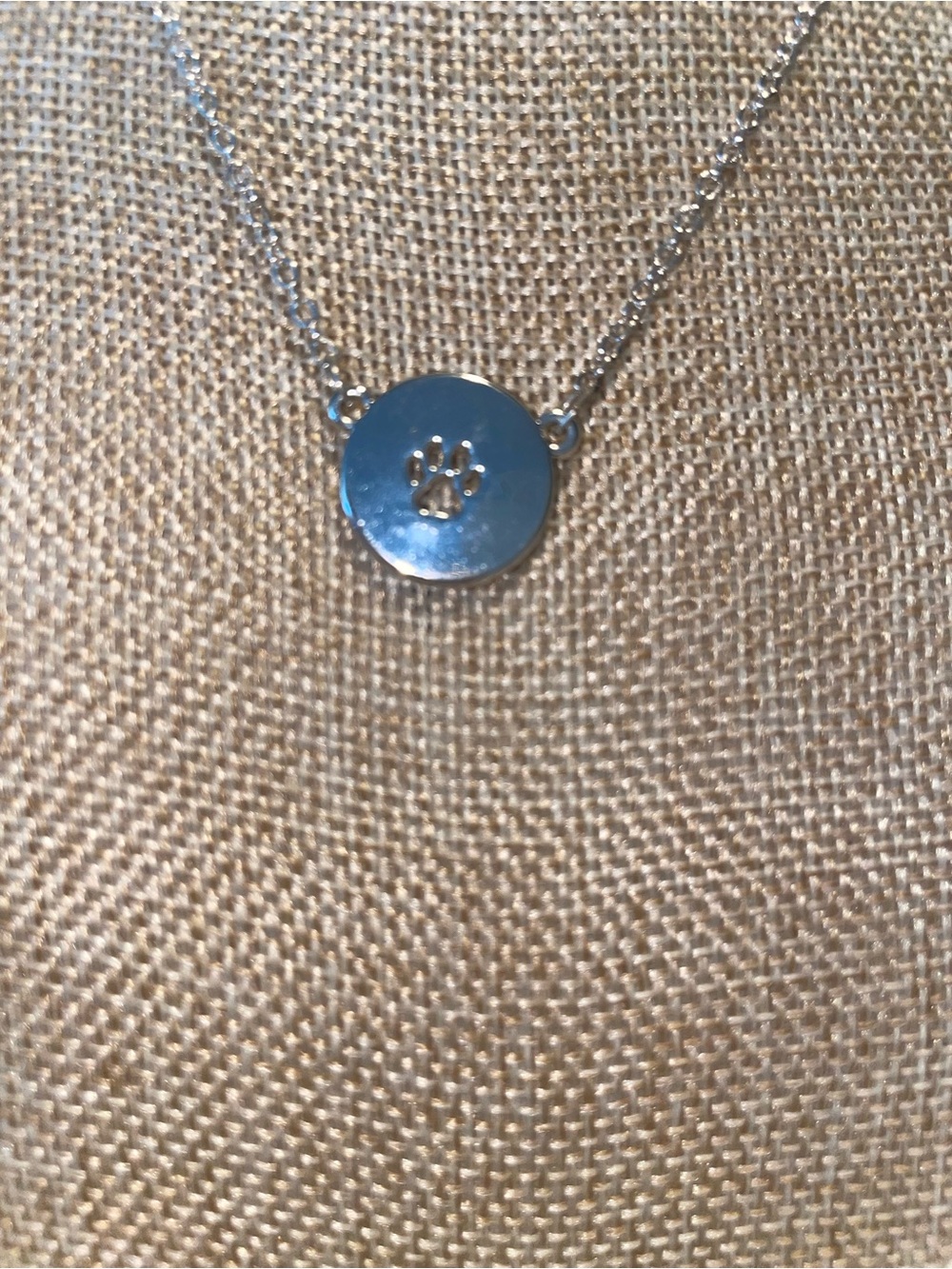 Silver Paw Print Disc Necklace - Women Jewelry can be worn reversible